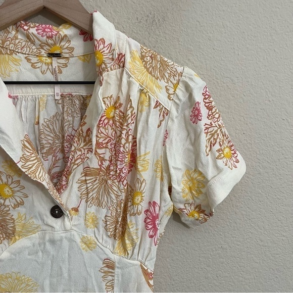 Free People Hawaii Combo Casual Mini Dress Cream Yellow XS - Picture 8 of 16